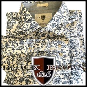 Black Brown 1826 Blue/White Floral Print Cotton Button Down Shirt (L)